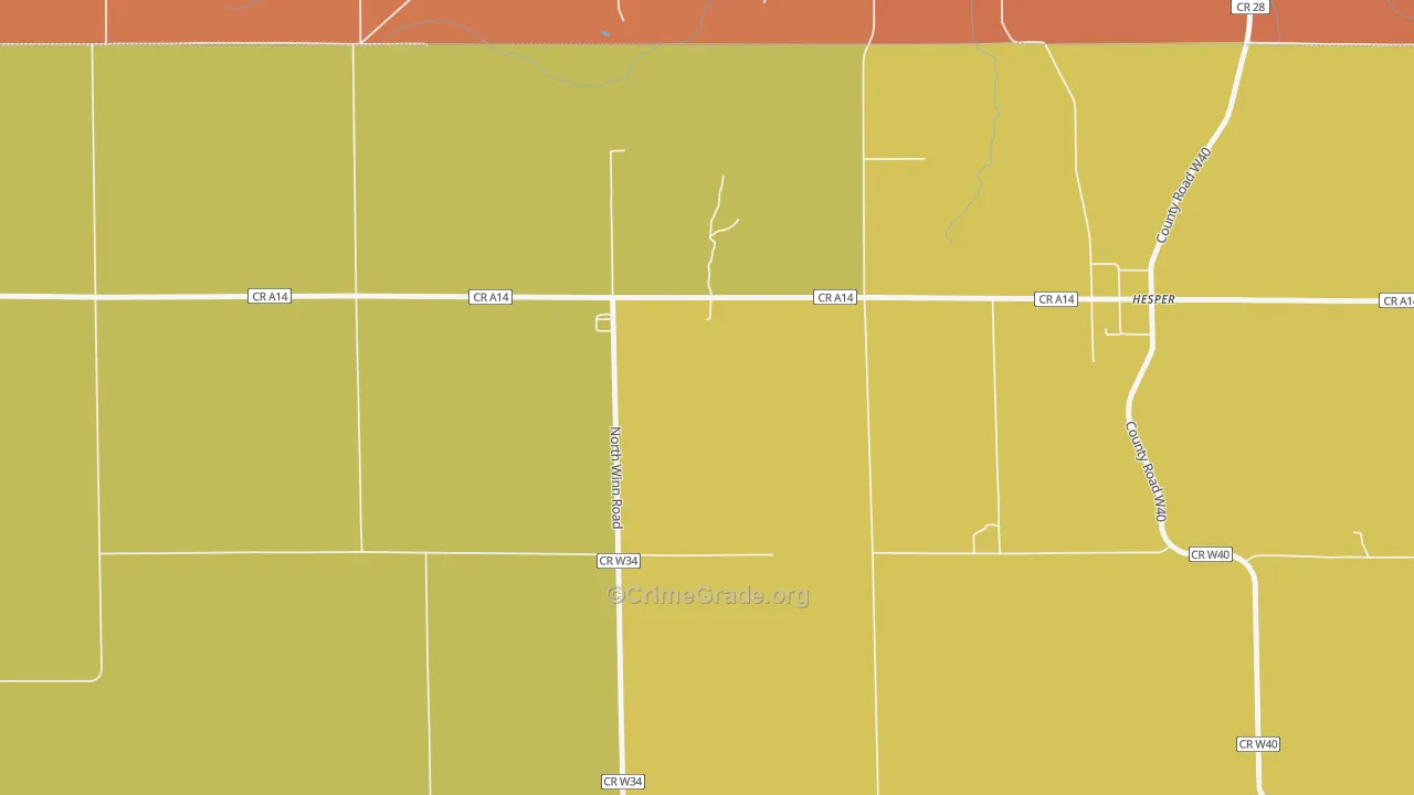 Hesper, IA Map of Burglary Rates