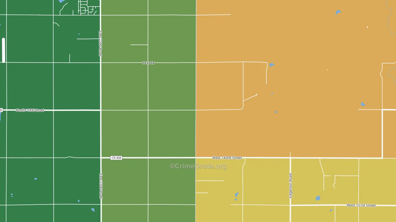 Hesper, KS Map of Burglary Rates