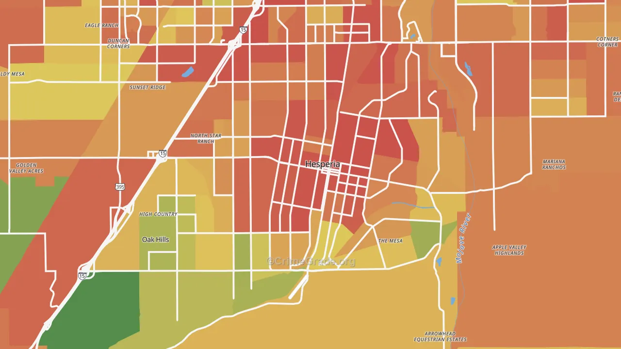 Hesperia, CA Map of Burglary Rates