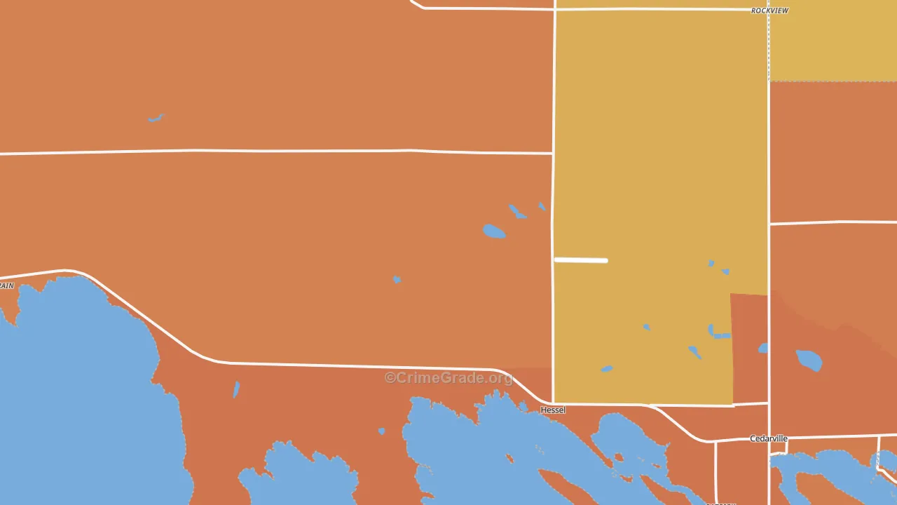 Hessel, MI Map of Burglary Rates