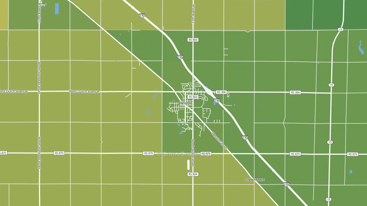 Hesston, KS Map of Burglary Rates