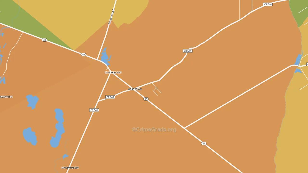 Hesstown, NJ Map of Burglary Rates