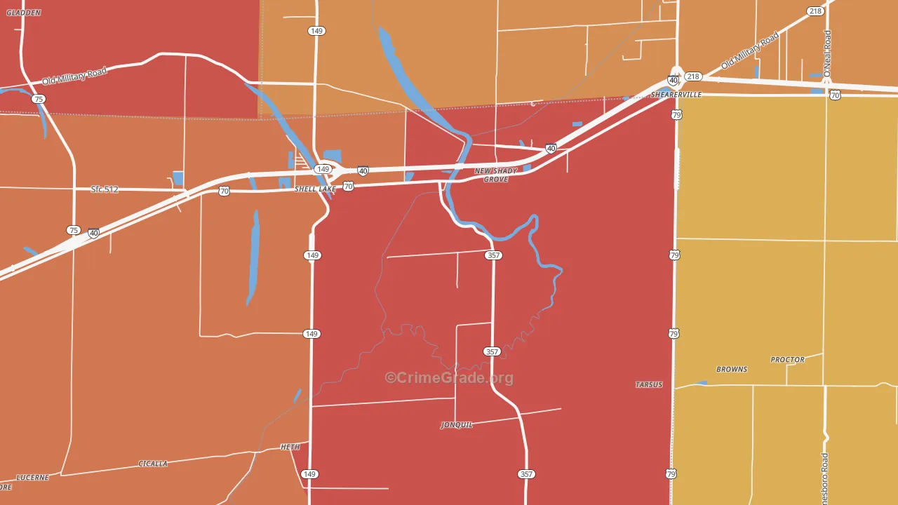 Heth, AR Map of Burglary Rates