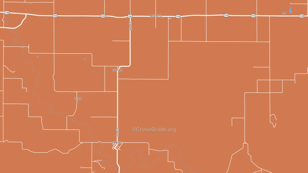 Hewins, KS Map of Burglary Rates