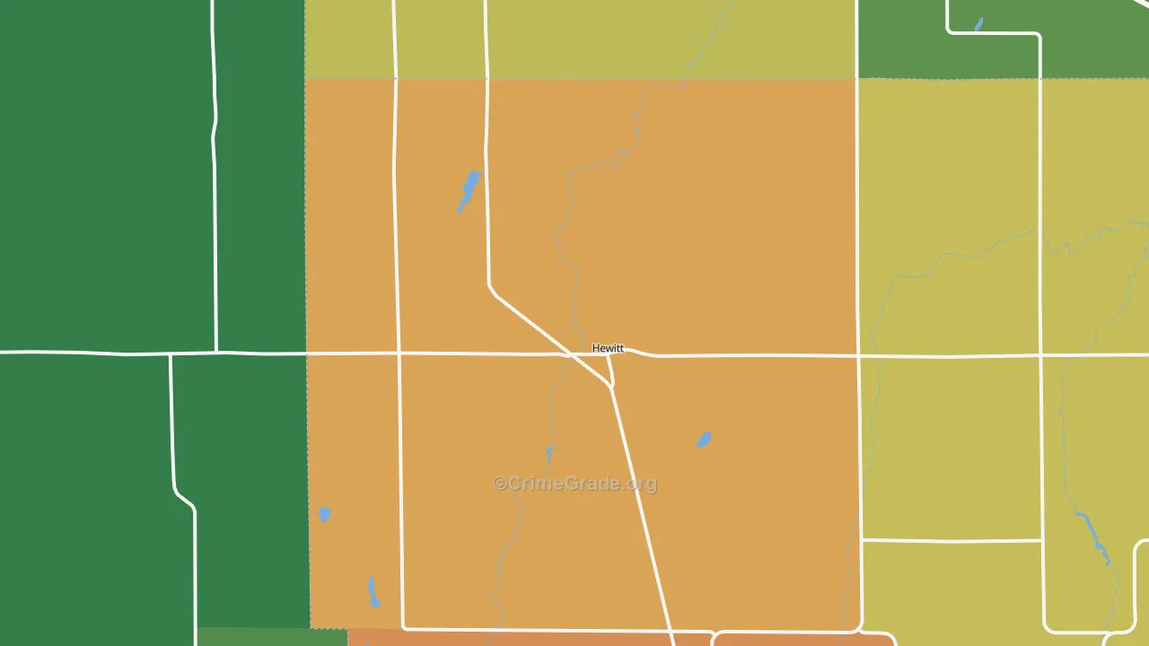 Hewitt, MN Map of Burglary Rates