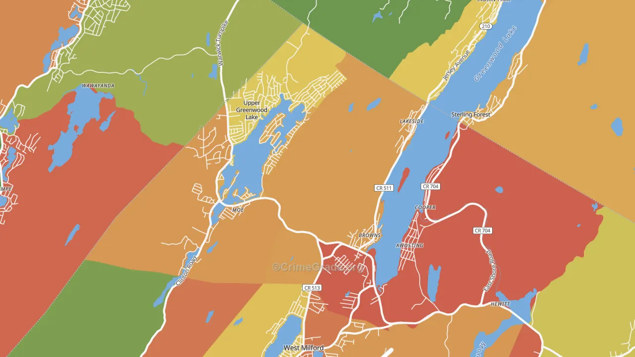Hewitt, NJ Map of Burglary Rates