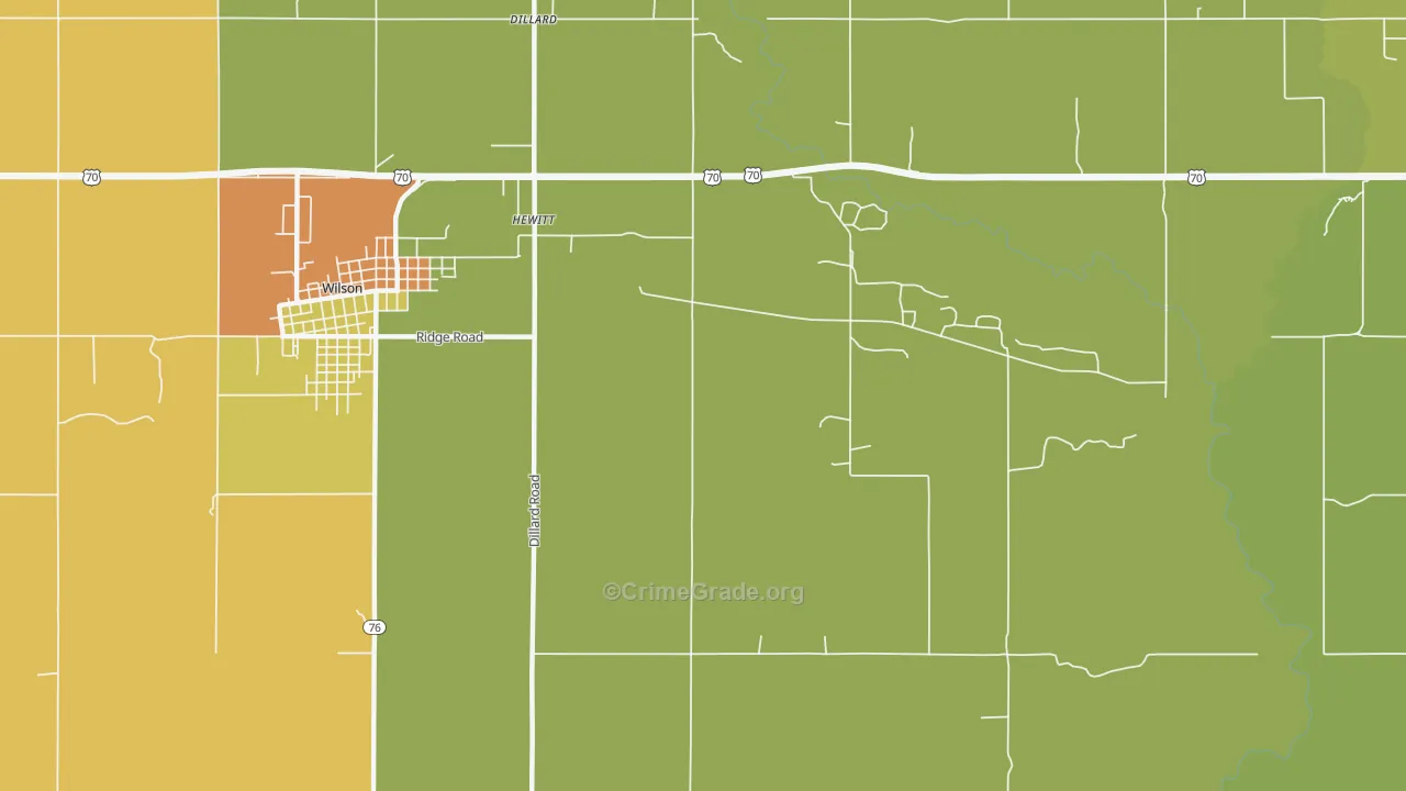 Hewitt, OK Map of Burglary Rates
