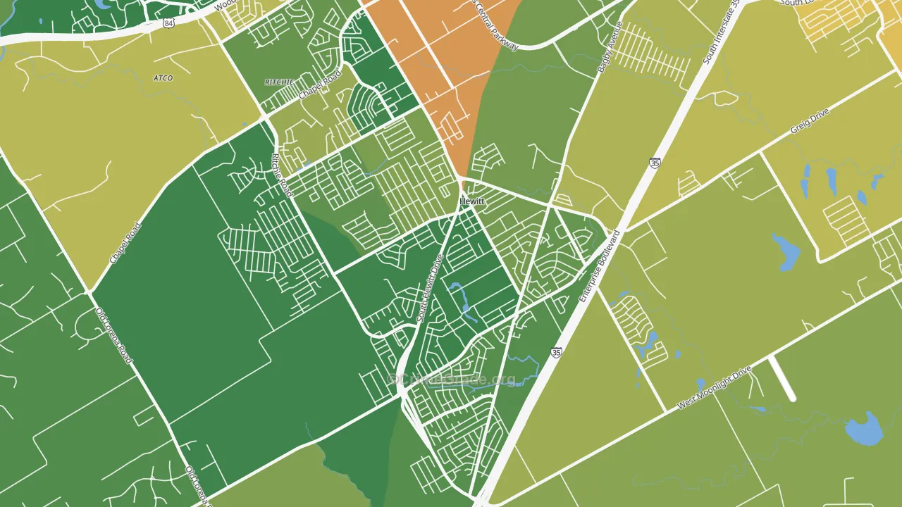 Hewitt, TX Map of Burglary Rates