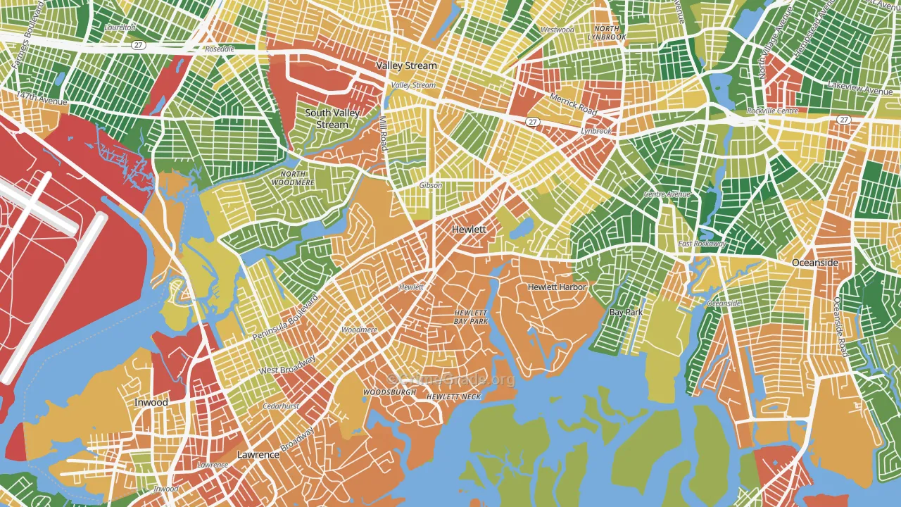 Hewlett, NY Map of Burglary Rates