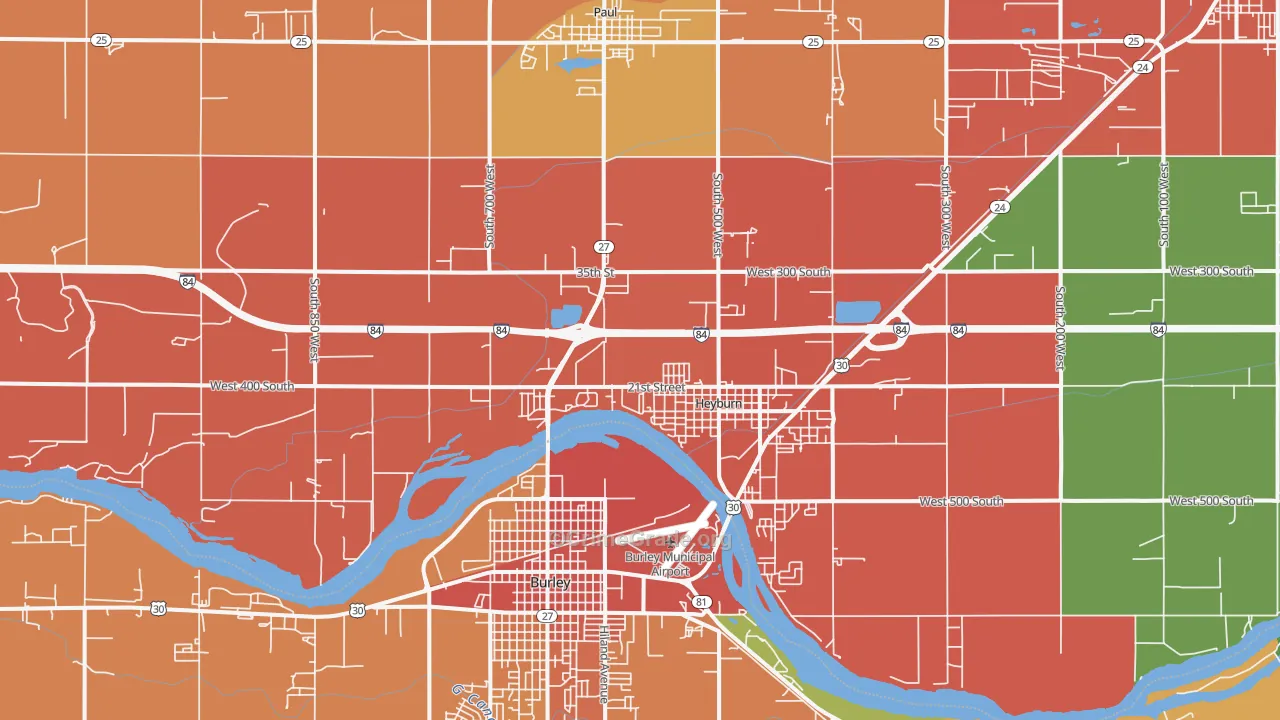 Heyburn, ID Map of Burglary Rates