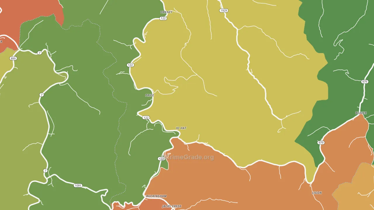 Hi Hat, KY Map of Burglary Rates