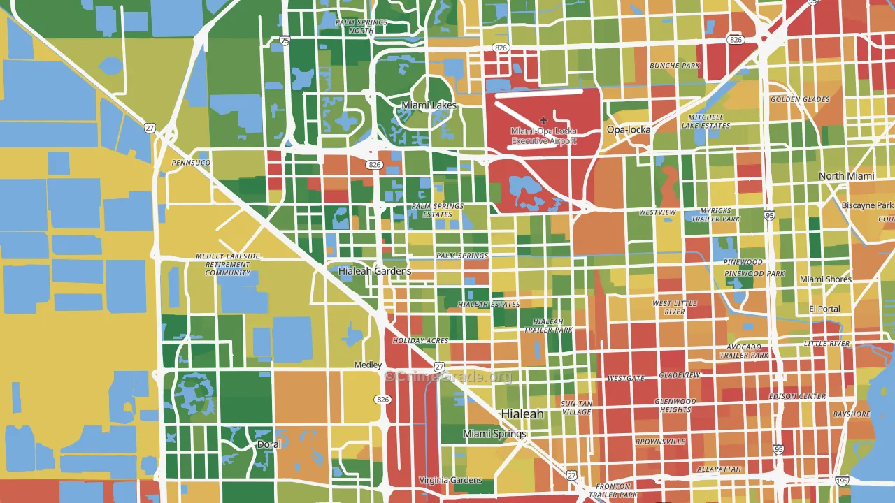 Hialeah, FL Map of Burglary Rates