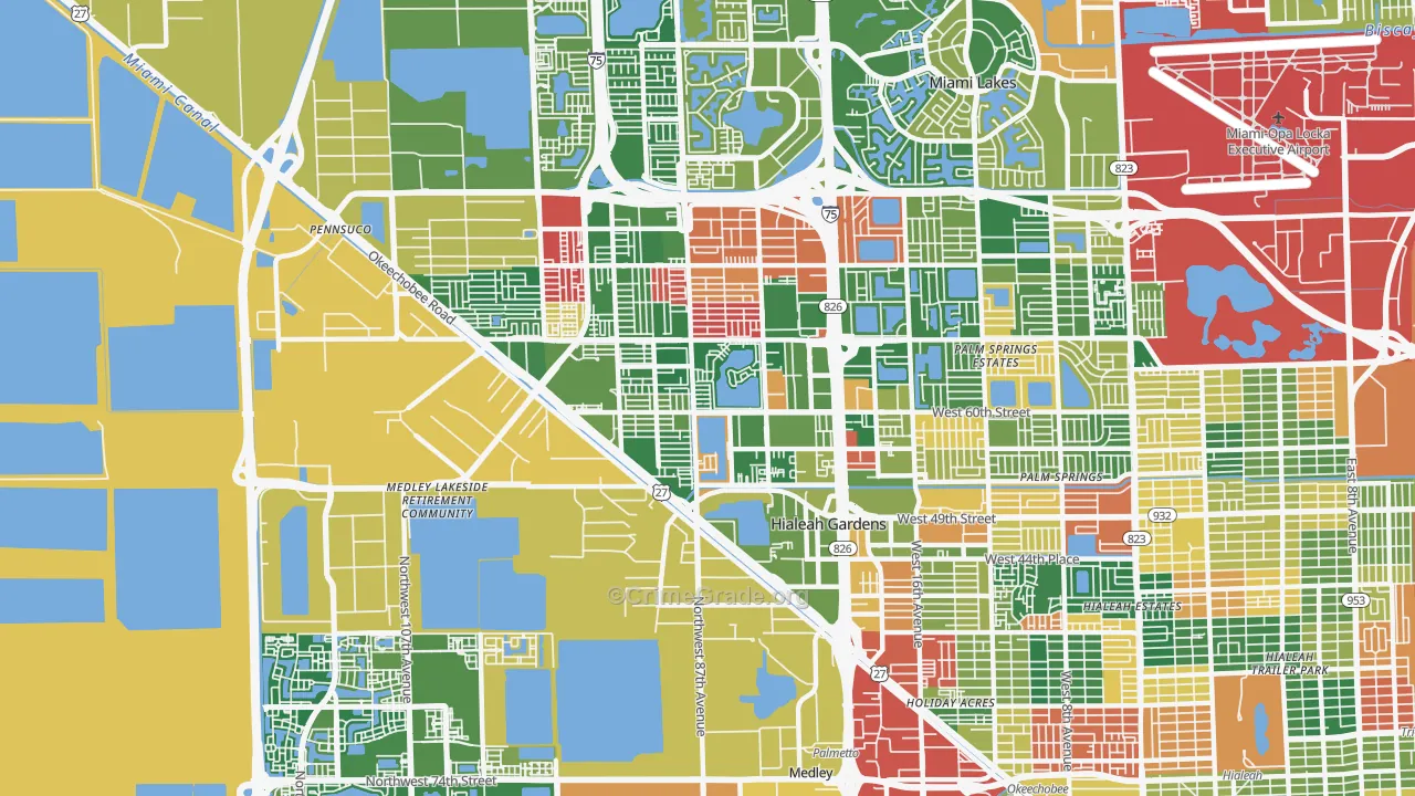 Hialeah Gardens, FL Map of Burglary Rates