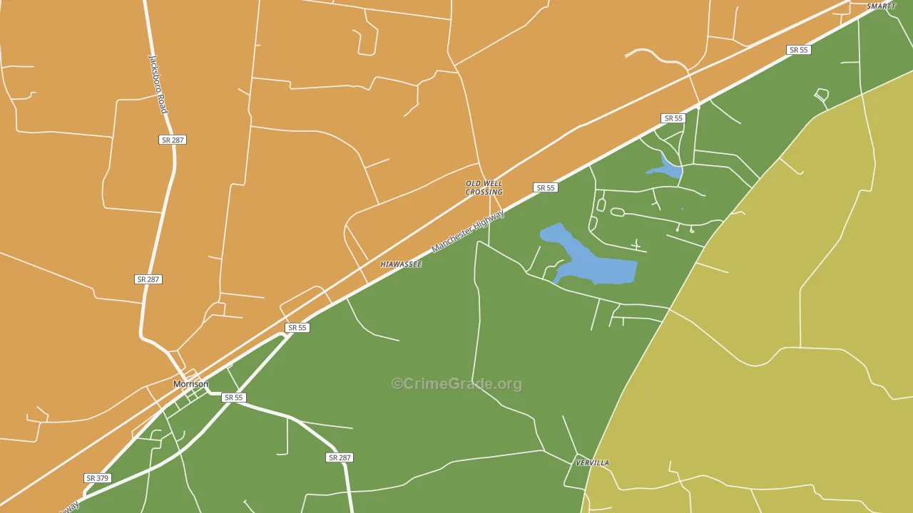Hiawassee, TN Map of Burglary Rates