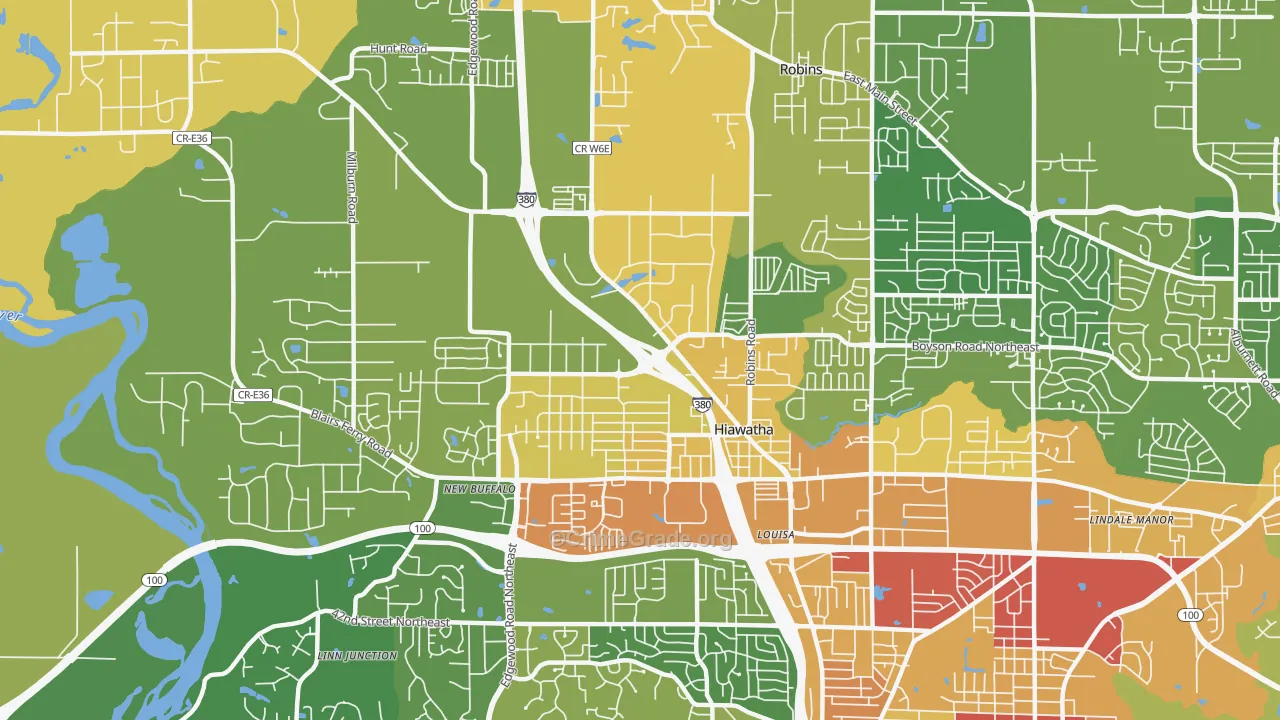 Hiawatha, IA Map of Burglary Rates