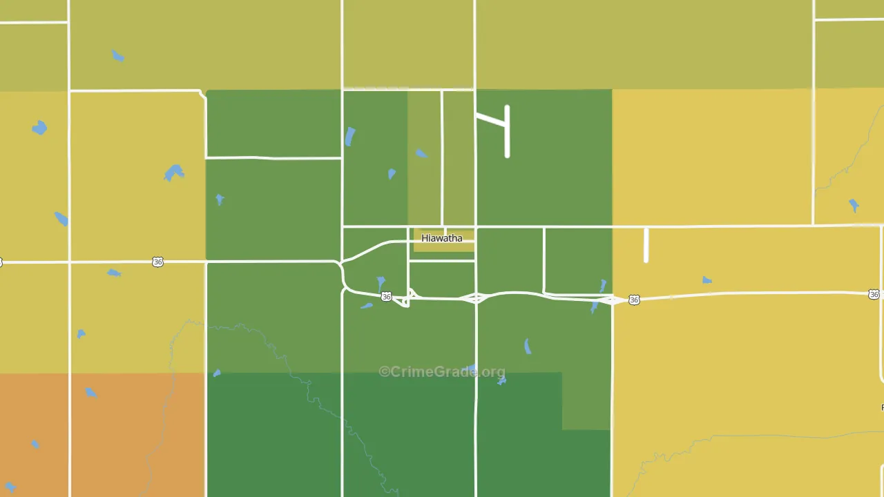Hiawatha, KS Map of Burglary Rates