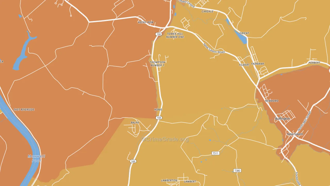 Hibbs, PA Map of Burglary Rates