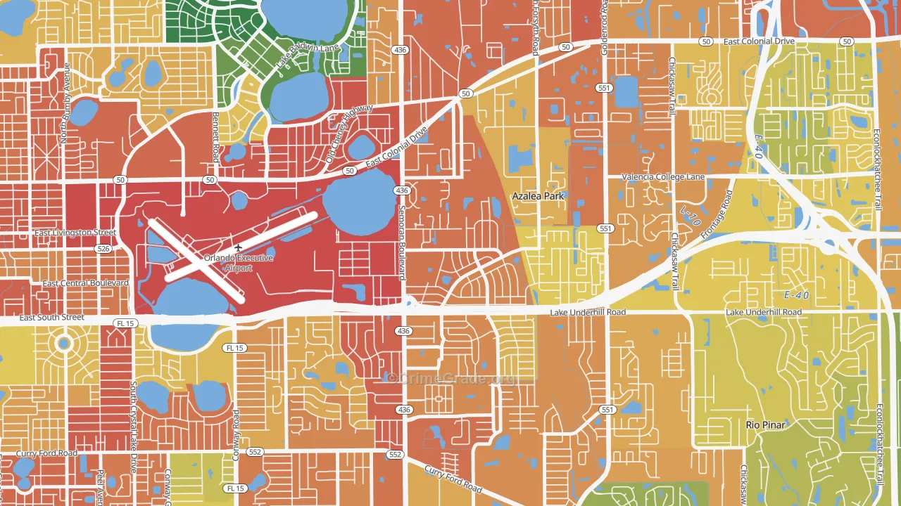 Hibiscus, Azalea Park, FL Map of Burglary Rates