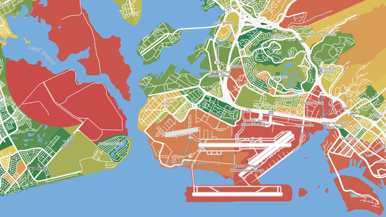 Hickam Housing, HI Map of Burglary Rates