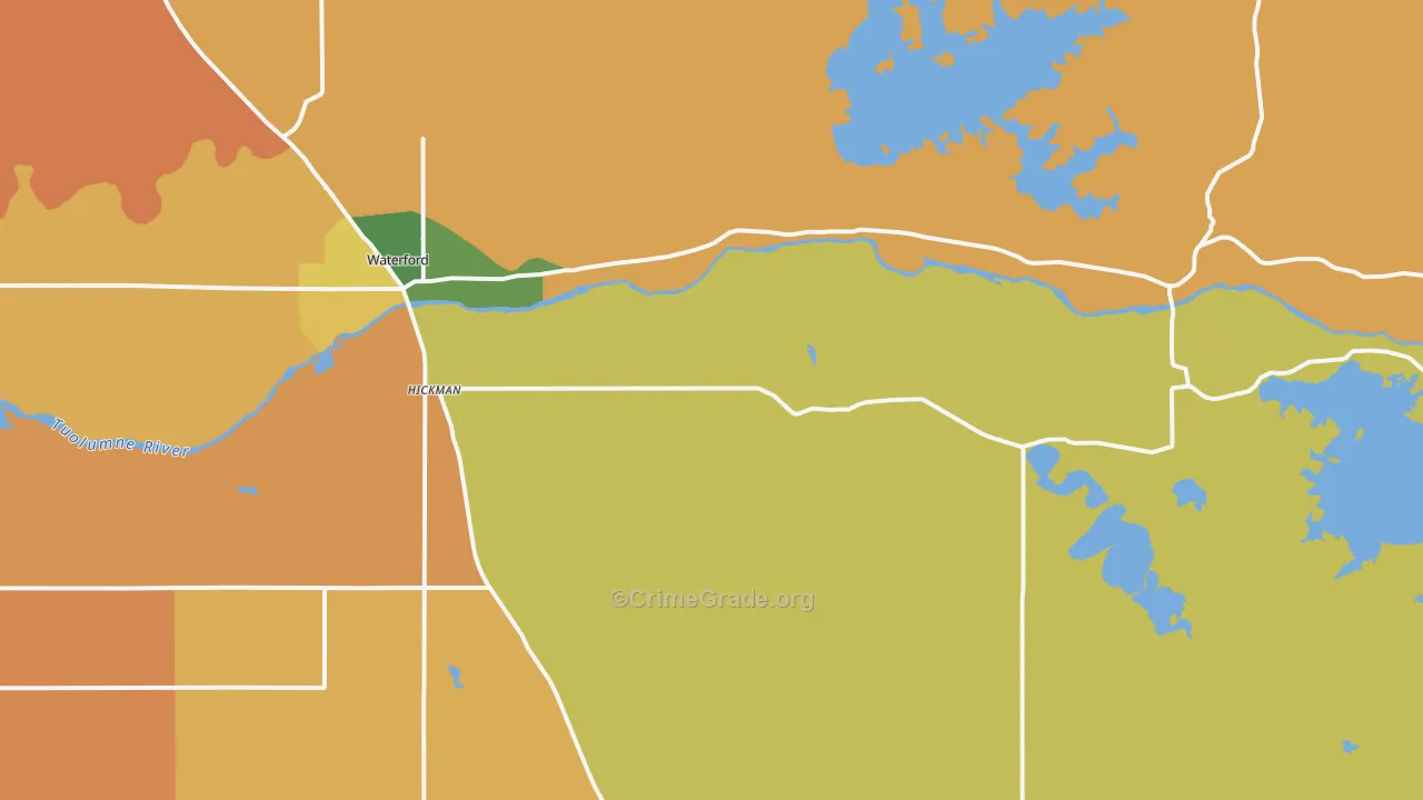 Hickman, CA Map of Burglary Rates