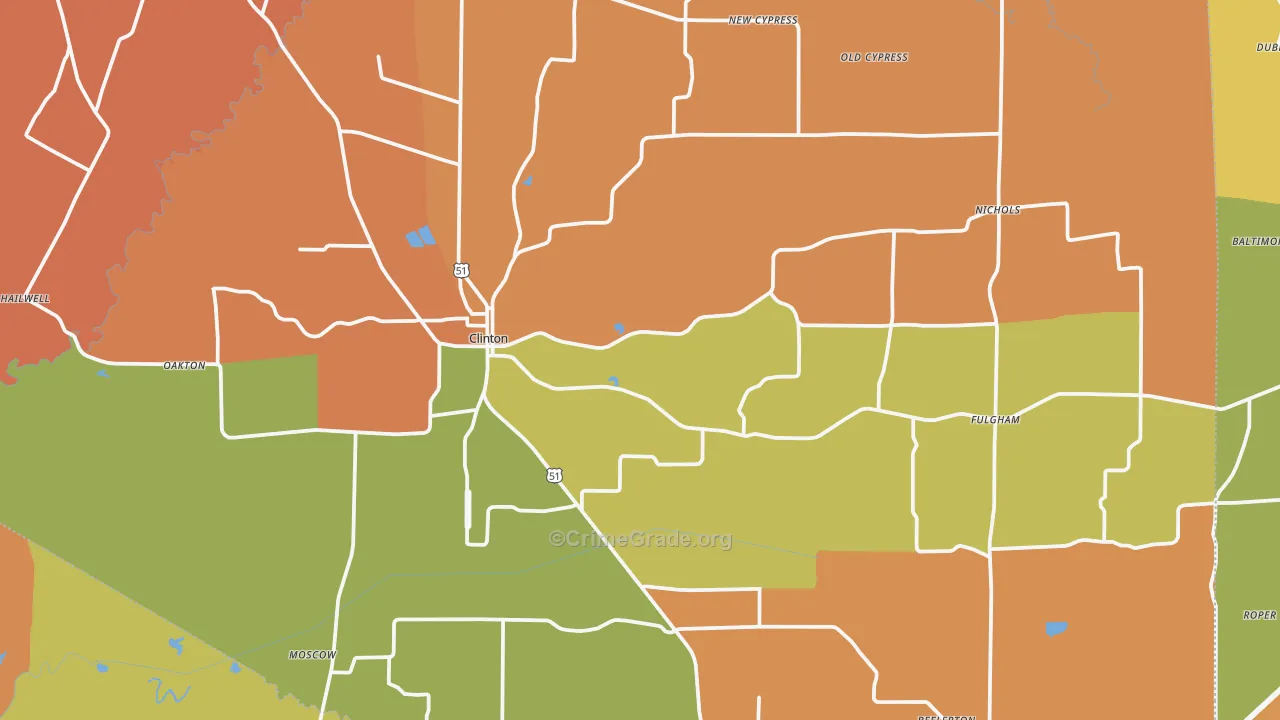 Hickman County, KY Map of Burglary Rates
