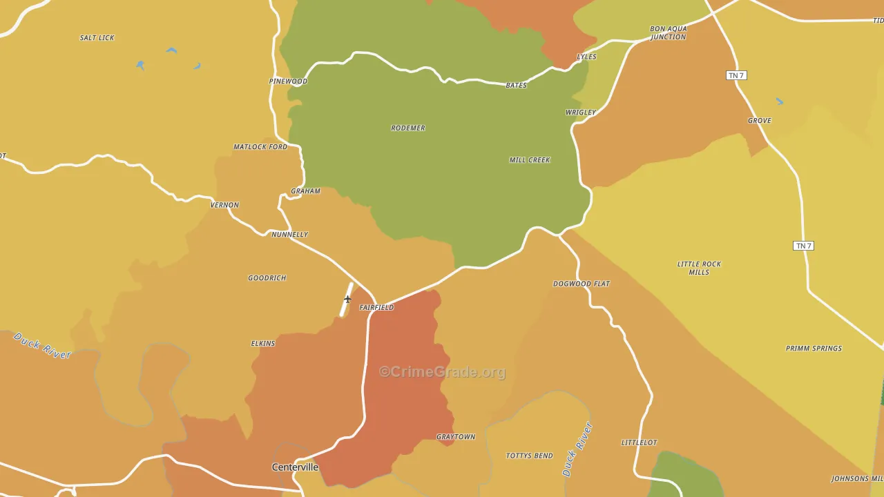 Hickman County, TN Map of Burglary Rates
