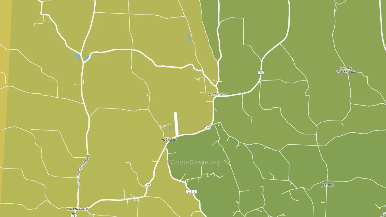 Hickman, OH Map of Burglary Rates