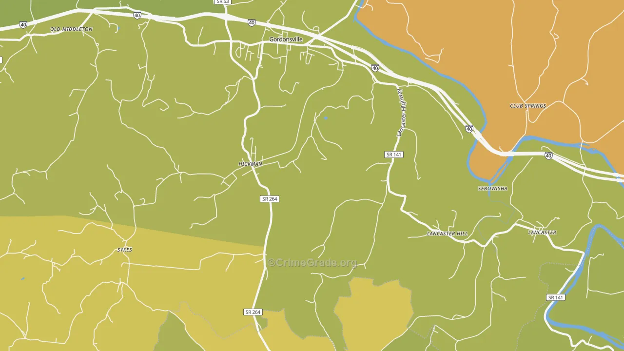 Hickman, TN Map of Burglary Rates