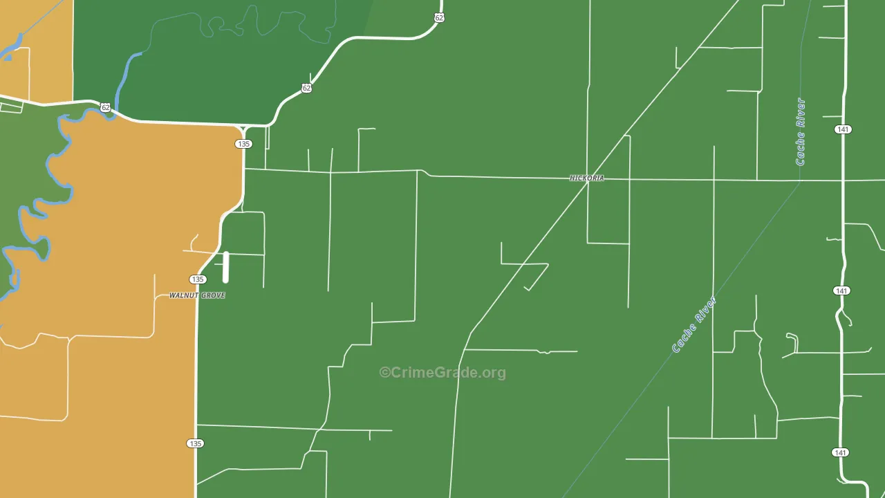 Hickoria, AR Map of Burglary Rates