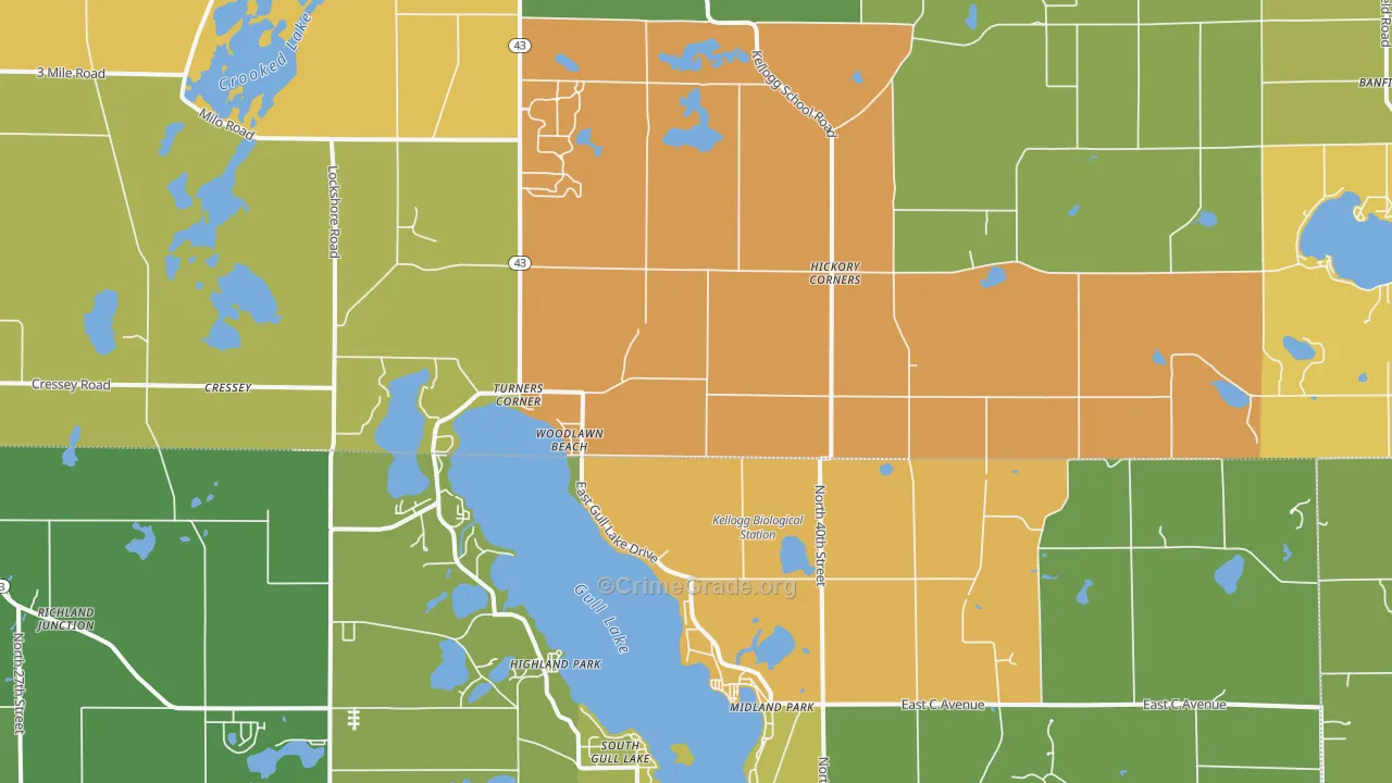 Hickory Corners, MI Map of Burglary Rates