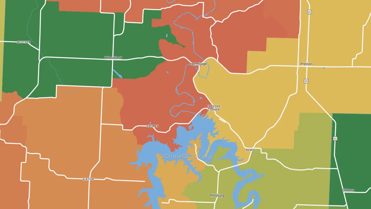 Hickory County, MO Map of Burglary Rates