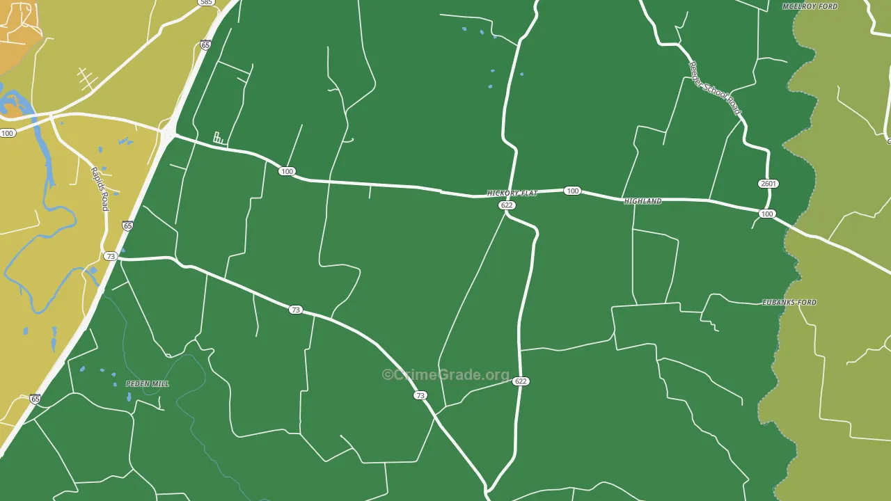 Hickory Flat, KY Map of Burglary Rates