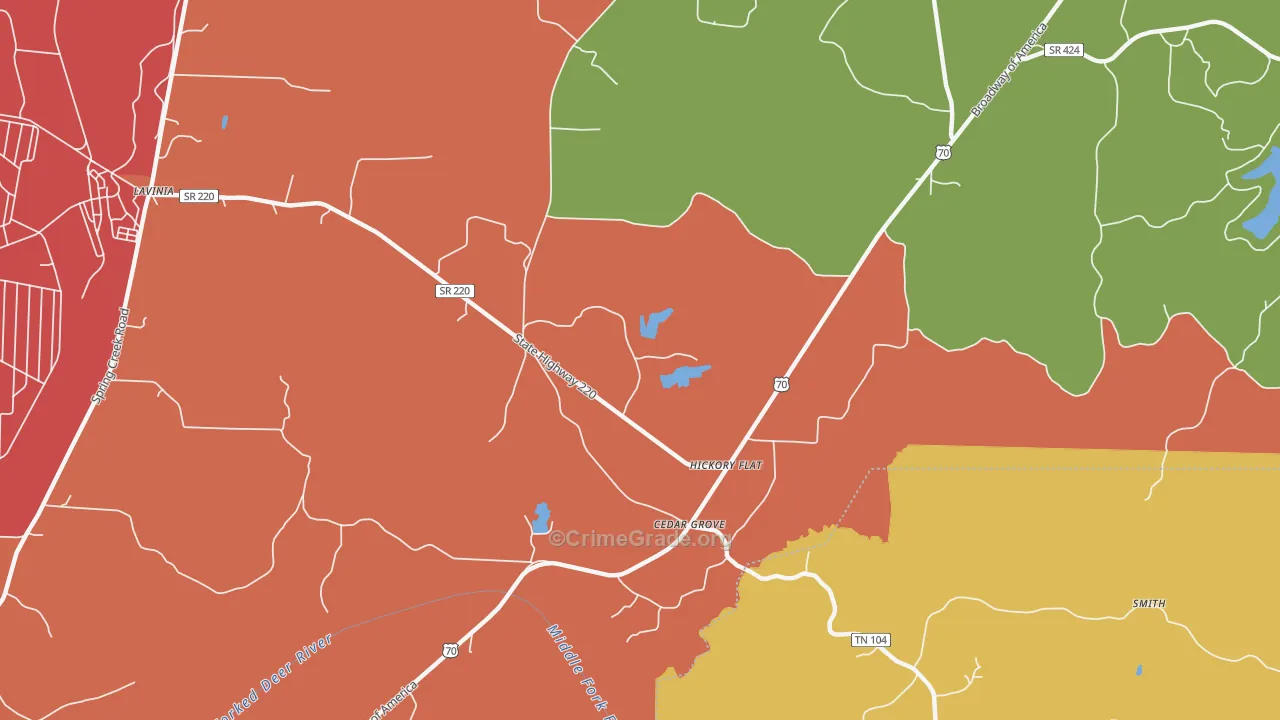 Hickory Flat, TN Map of Burglary Rates