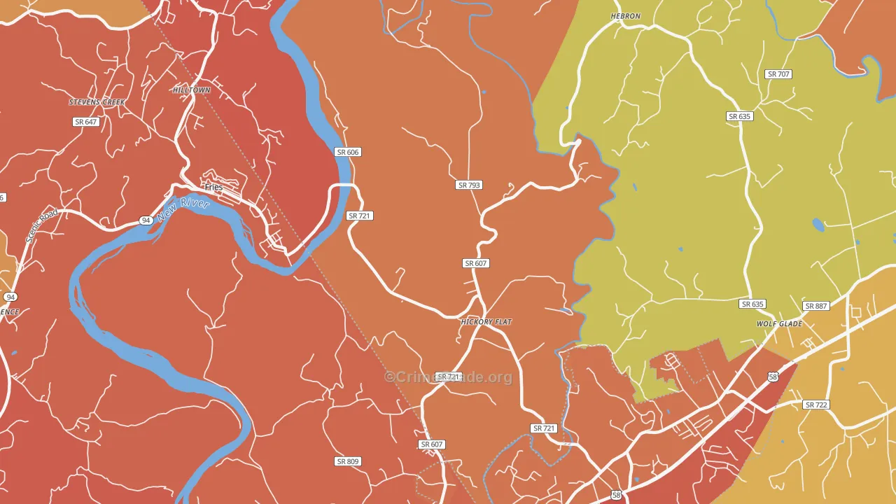 Hickory Flat, VA Map of Burglary Rates