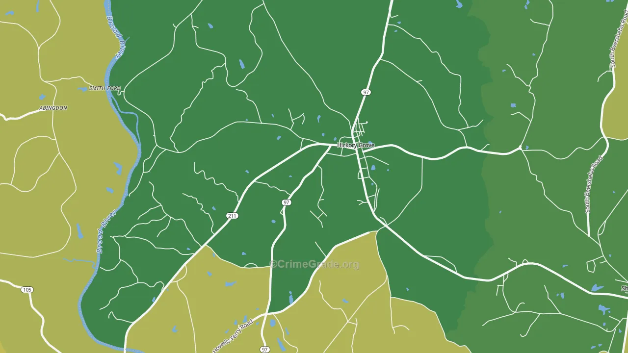 Hickory Grove, SC Map of Burglary Rates