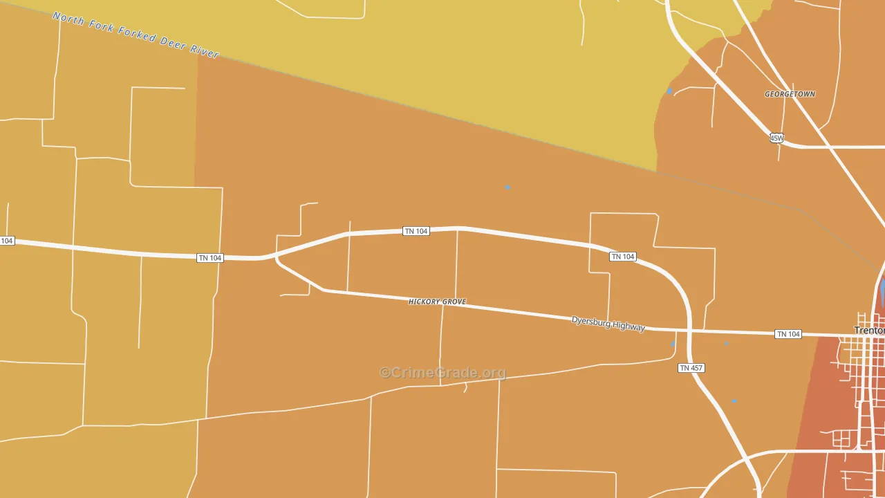 Hickory Grove, TN Map of Burglary Rates