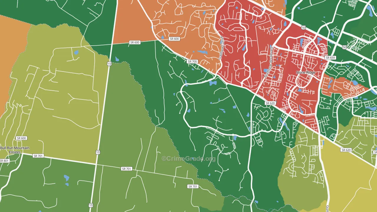 Hickory Grove, VA Map of Burglary Rates