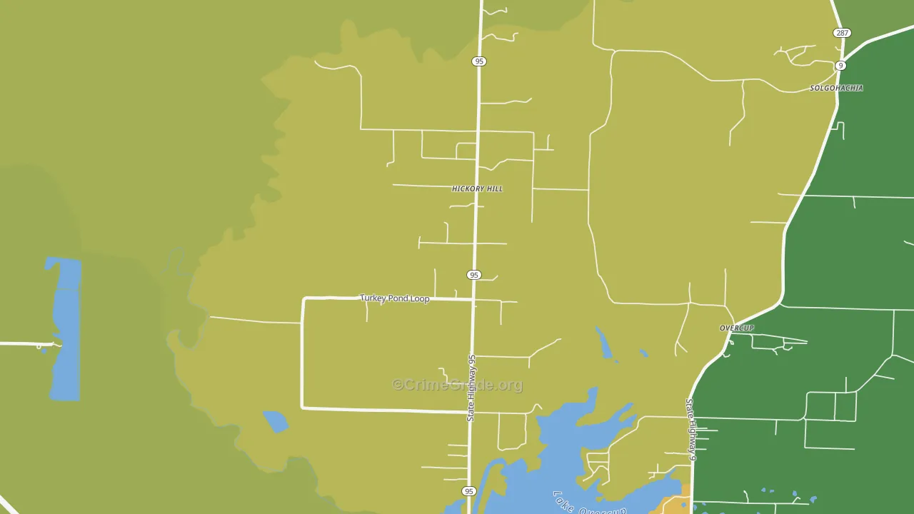 Hickory Hill, AR Map of Burglary Rates