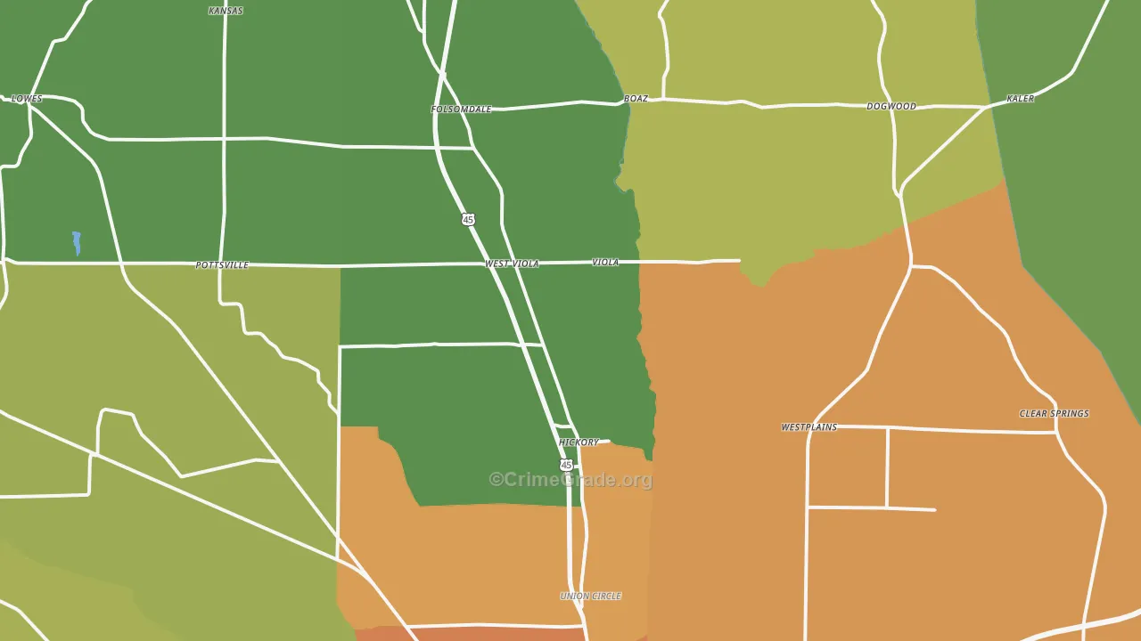 Hickory, KY Map of Burglary Rates