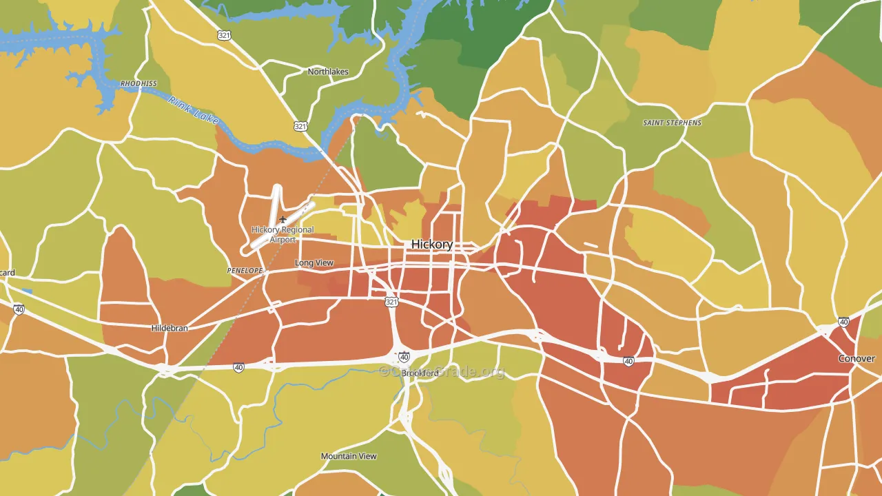 Hickory, NC Map of Burglary Rates