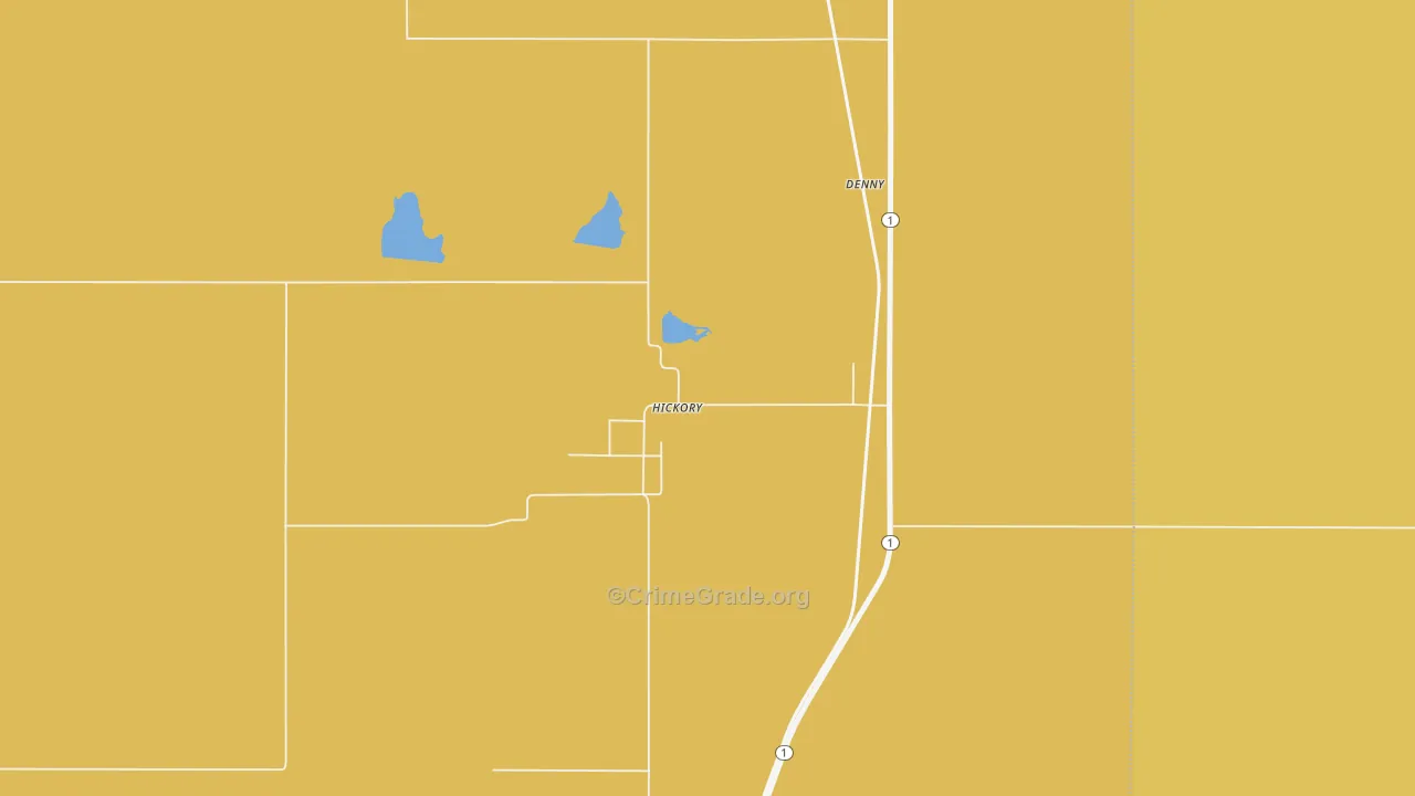 Hickory, OK Map of Burglary Rates