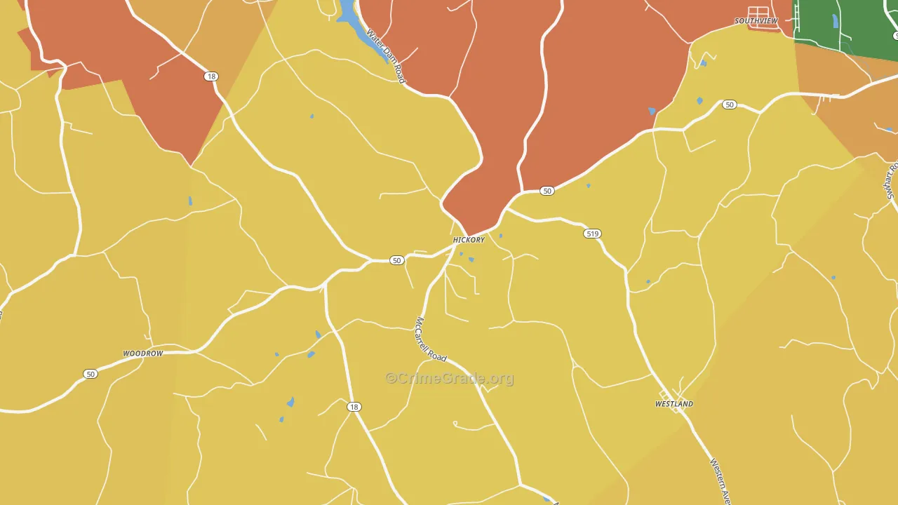 Hickory, PA Map of Burglary Rates