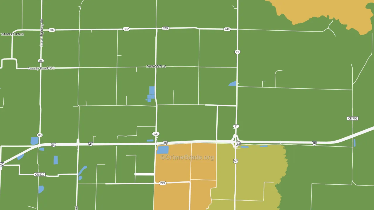 Hickory Plains, AR Map of Burglary Rates