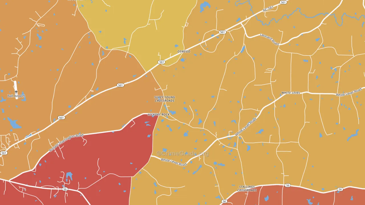 Hickory Rock, NC Map of Burglary Rates