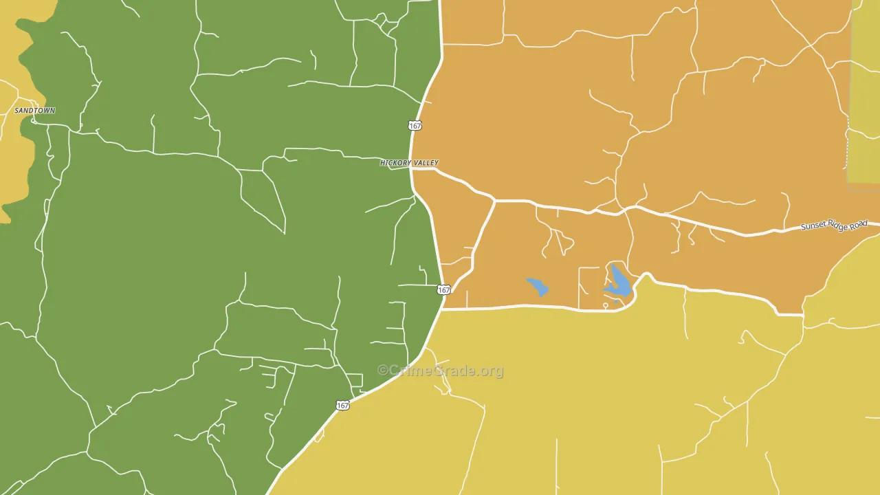 Hickory Valley, AR Map of Burglary Rates