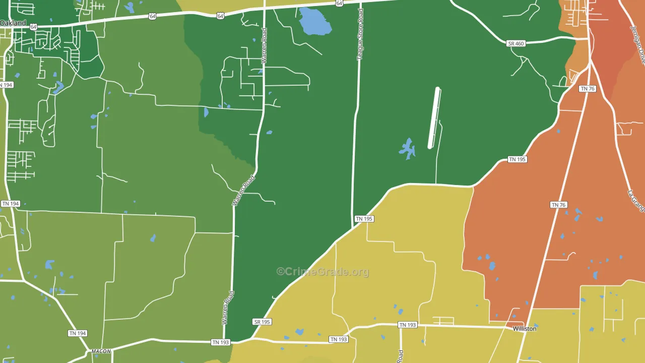 Hickory Withe, TN Map of Burglary Rates