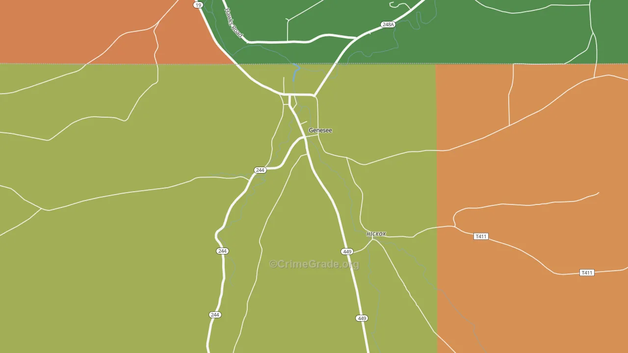 Hickox, PA Map of Burglary Rates