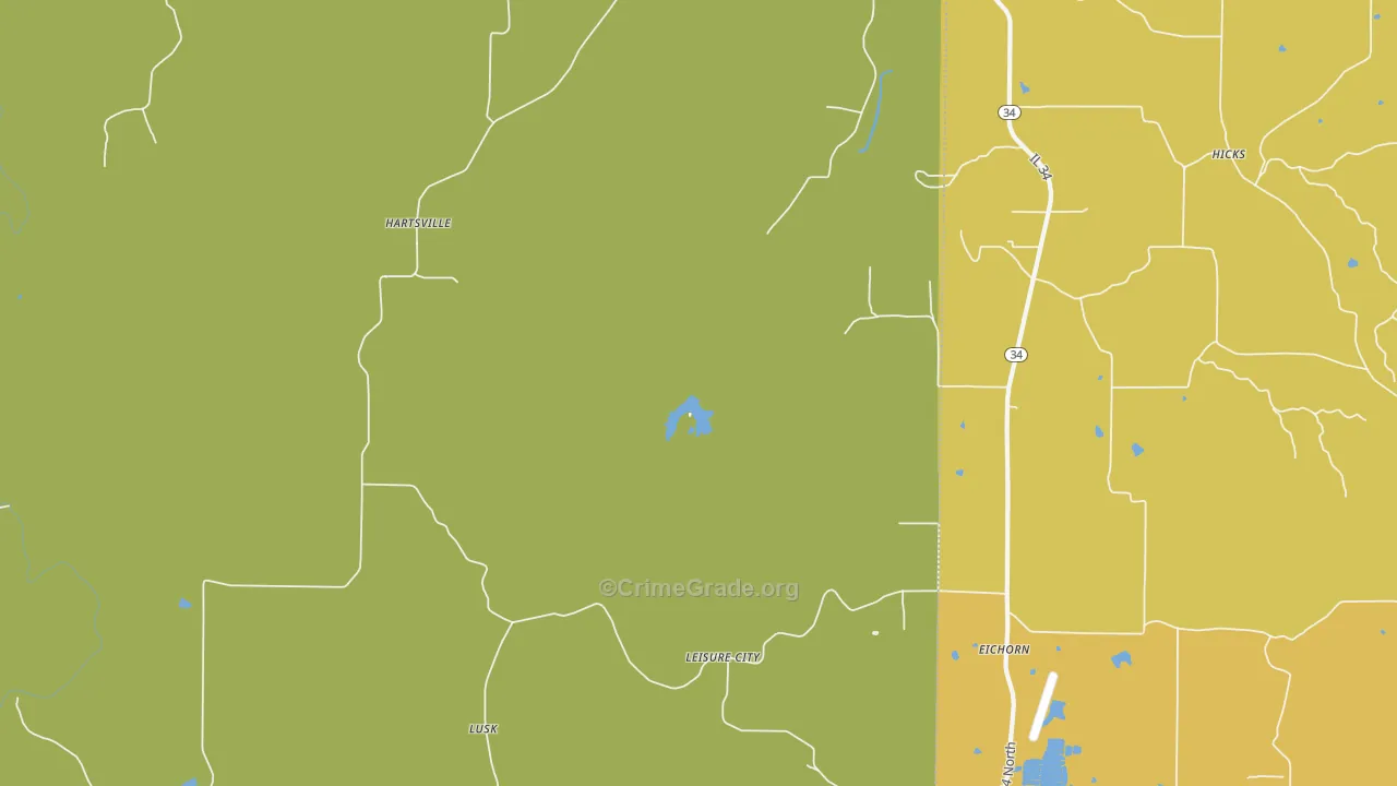 Hicks, IL Map of Burglary Rates