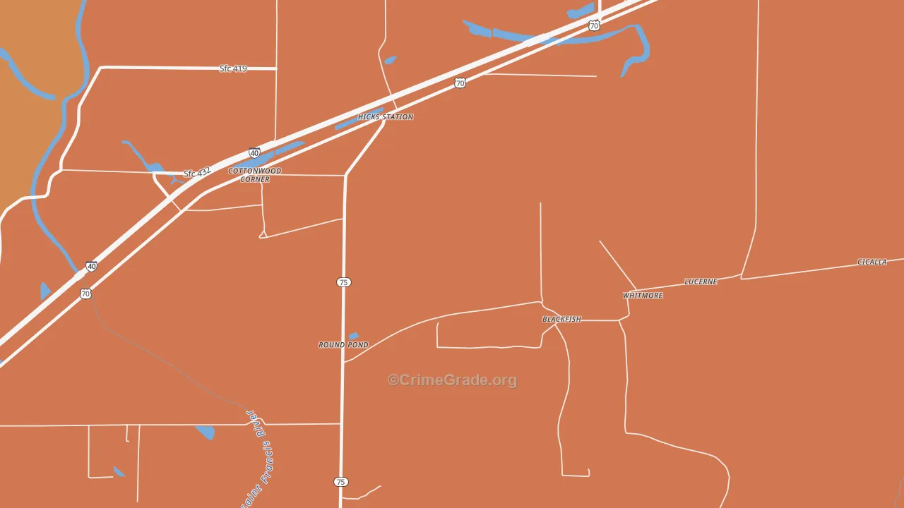 Hicks Station, AR Map of Burglary Rates