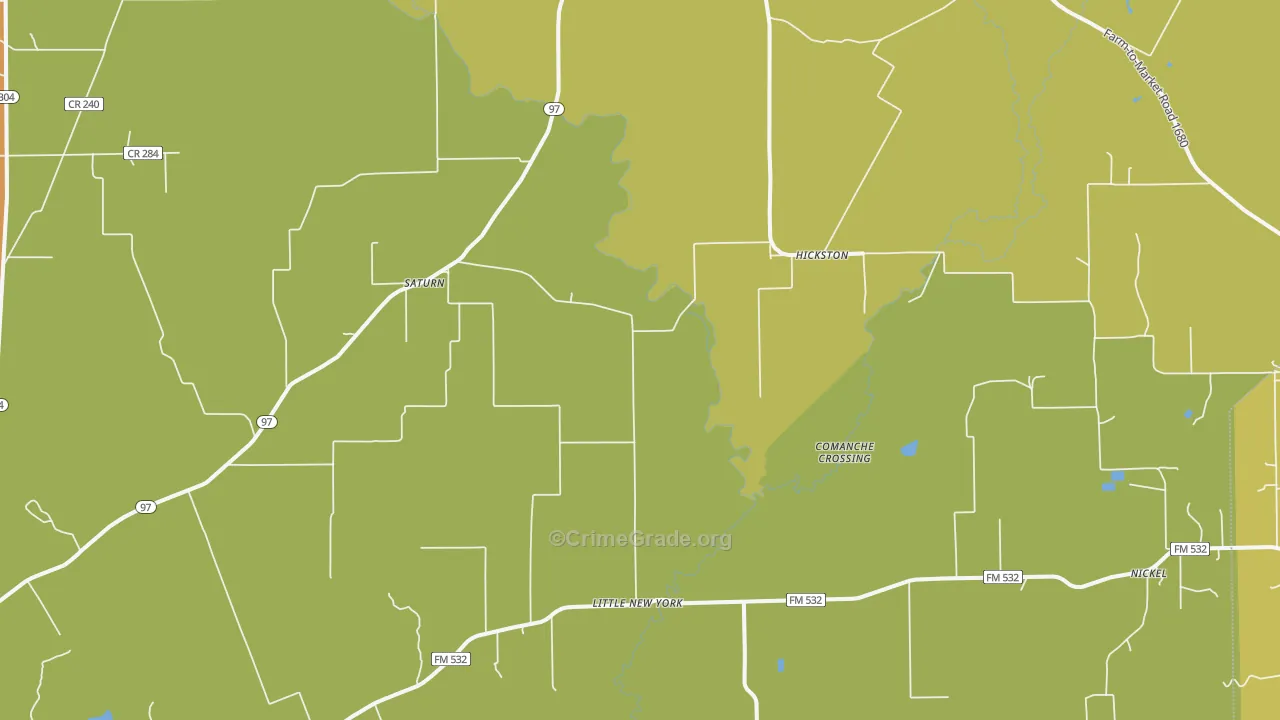 Hickston, TX Map of Burglary Rates
